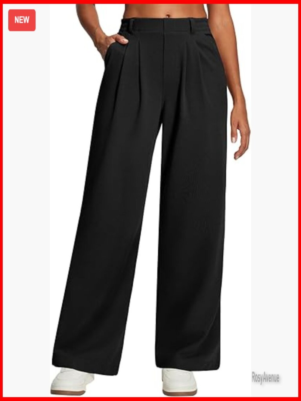 High Waisted Wide Leg Work Pants Pull On Stretch Business Casual Trousers